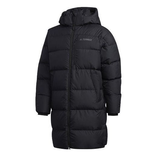Prešívaná bunda adidas Performance TERREX Stay Warm Hooded Mid-Length Down Jacket Čierna | EH4983, 0
