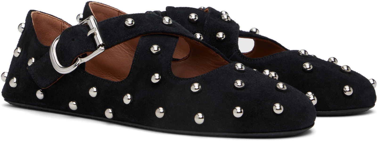 ALAÏA Criss Cross Studded Ballerina Flats