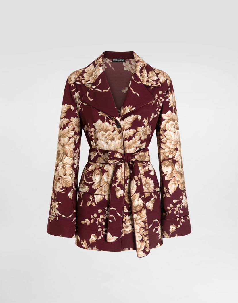 Košeľa Dolce & Gabbana Rose-print Charmeuse Belted Vanity Shirt Rôznofarebný | F5Q03TFSA7YHR4OX