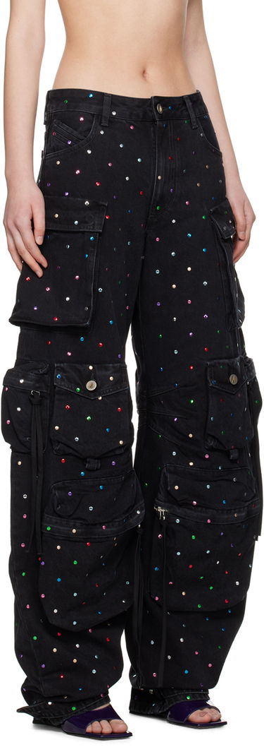 Cargo nohavice The Attico The Attico Crystal-Embellished Cargo Jeans Čierna | 247WCP84 D075S, 1