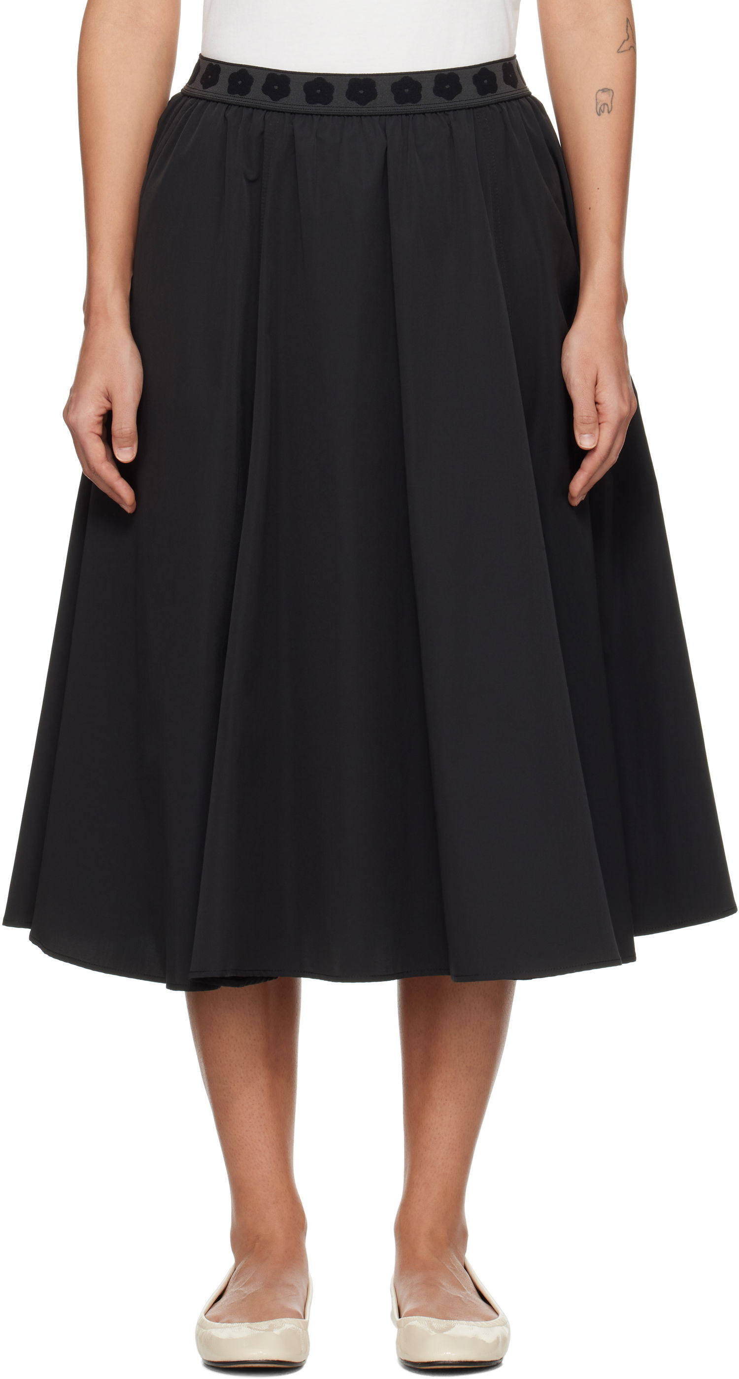 Sukňa KENZO Midi Skirt with Flower Waistband Čierna | FF52JU3109FI, 0