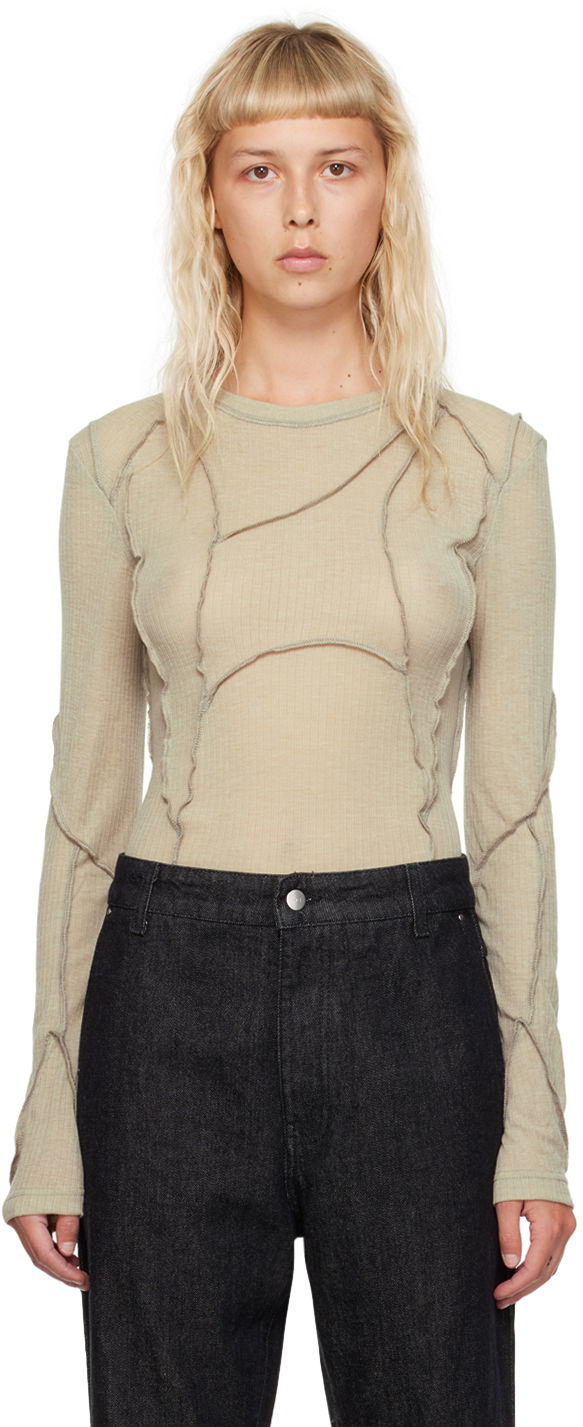 Tričko HELIOT EMIL Long Sleeve Fitted Sheer T-Shirt Zelené | SS23_G_09_086_WO20, 0
