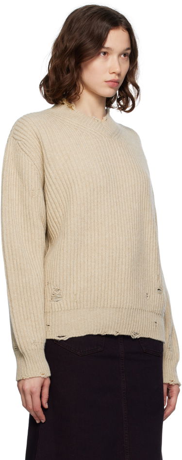 Sveter Maison Margiela MM6 Maison Margiela Distressed Wool Sweater Béžová | S52HN0011 M13138, 1