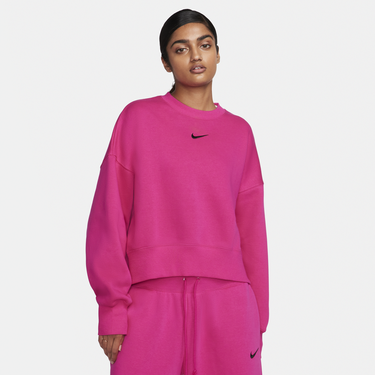 Mikina Nike Dámská volnější flísová mikina s kulatým výstřihem Sportswear Phoenix (větší velikost) - Růžová Ružová | DQ5761-615, 0