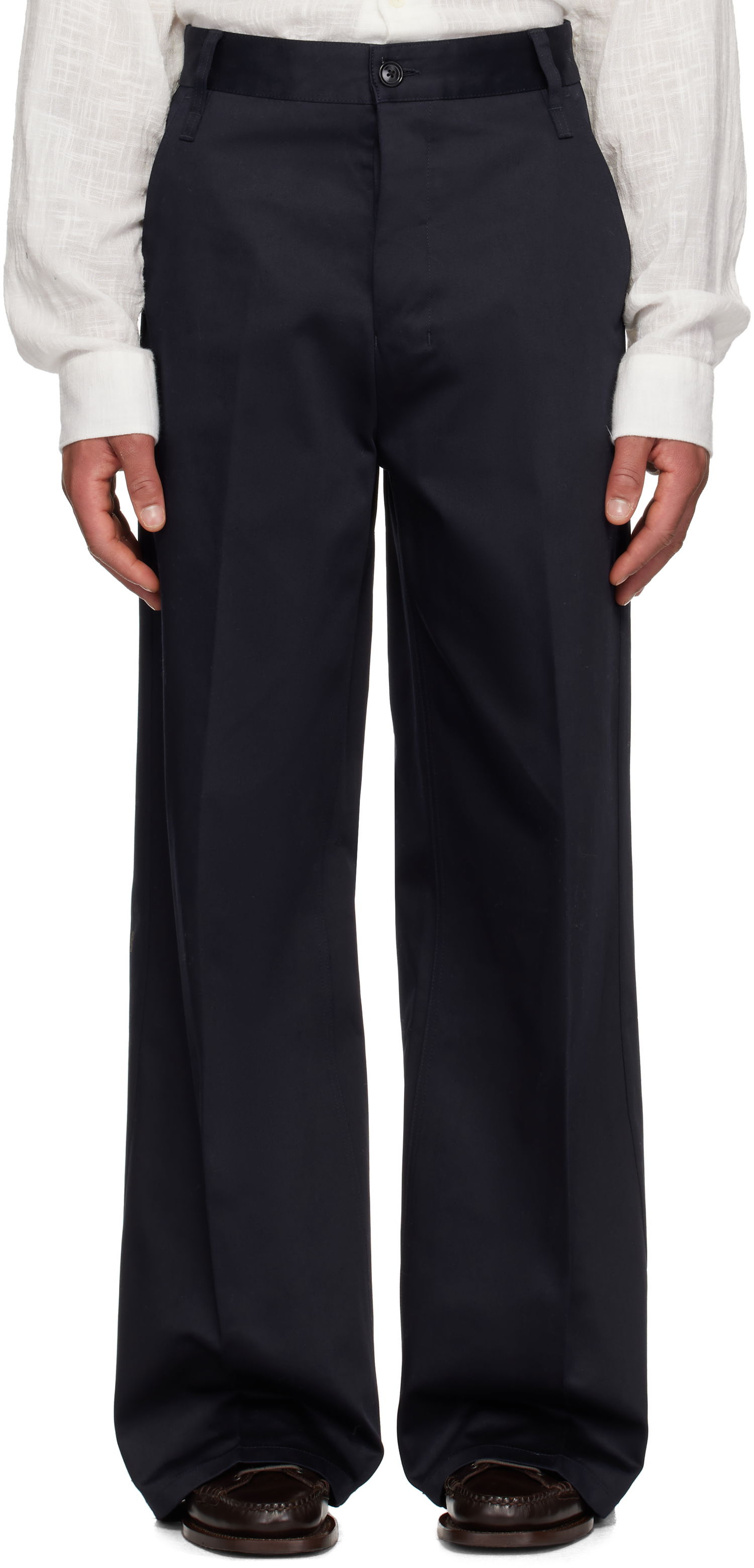 Nohavice AMI AMI Paris Baggy Fit Cotton Trousers Navy | HTR460.CO0103, 0