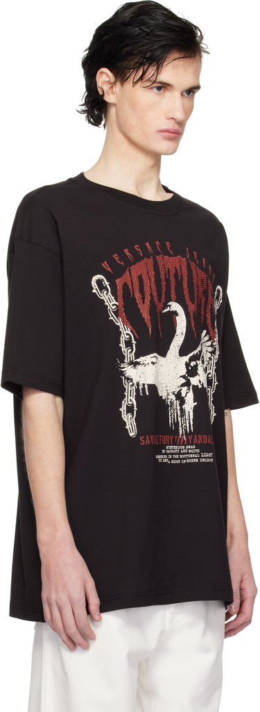 Tričko Versace Couture Black Swan Chain Graphic T-Shirt Čierna | E77GAHG01_ECJ00G, 1