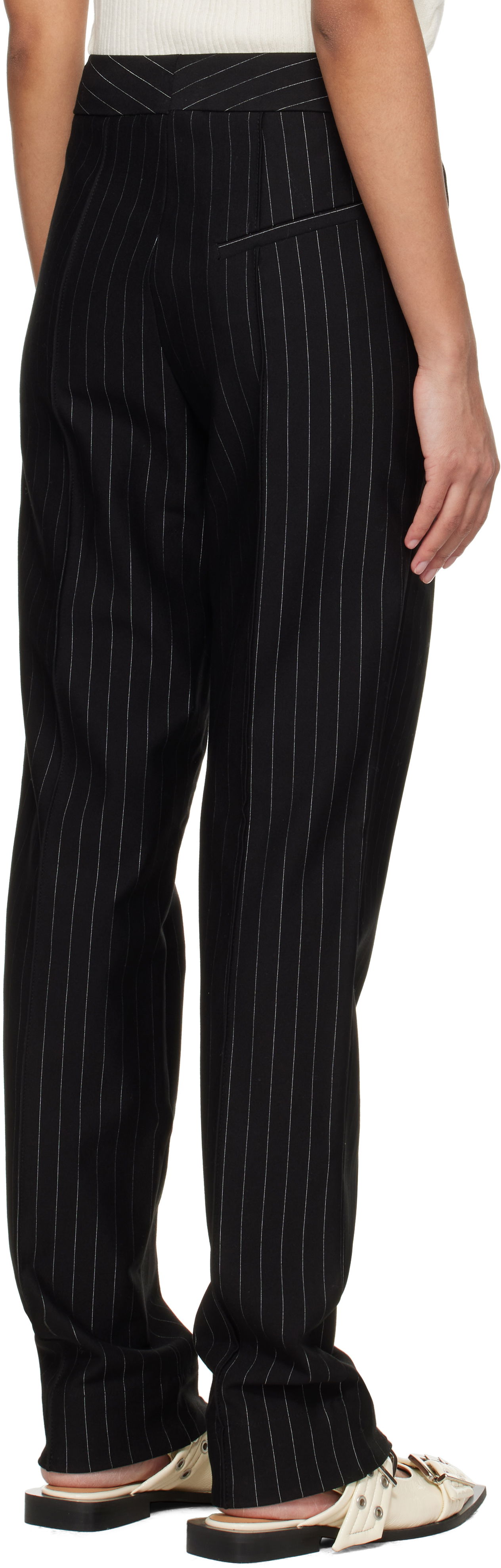 GANNI Mid Waist Pinstripe Trousers