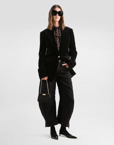 Džínsy Dolce & Gabbana 5-pocket High-waisted Wide-leg Denim Trousers with Frayed Hem and Seam Details 36 Čierna | FTDITDG8OP1S9001, 1