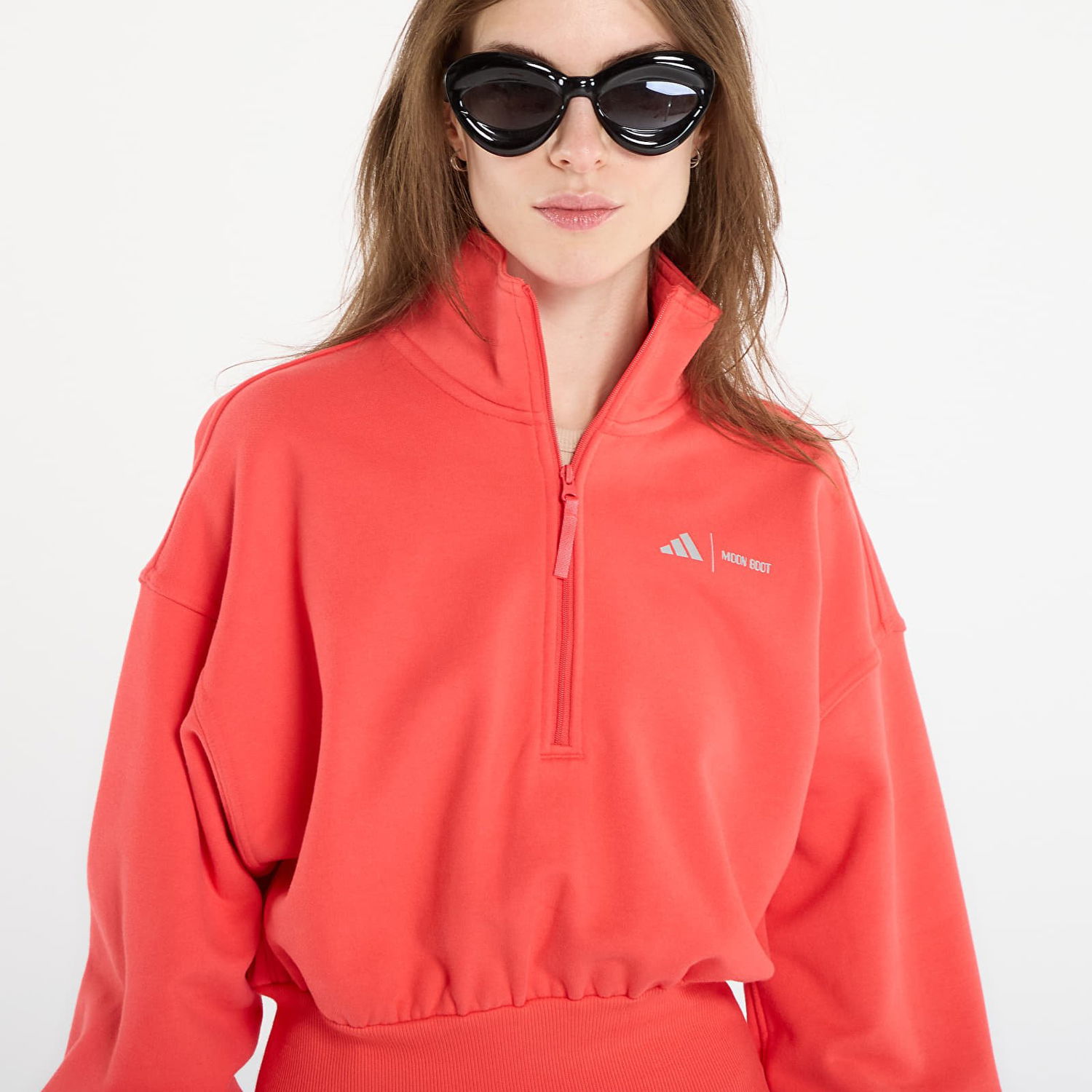 Mikina adidas Performance adidas x Moonboot Cropped Half-Zip Tracksuit Top with Puffed Sleeves Červená | JM1100, 1