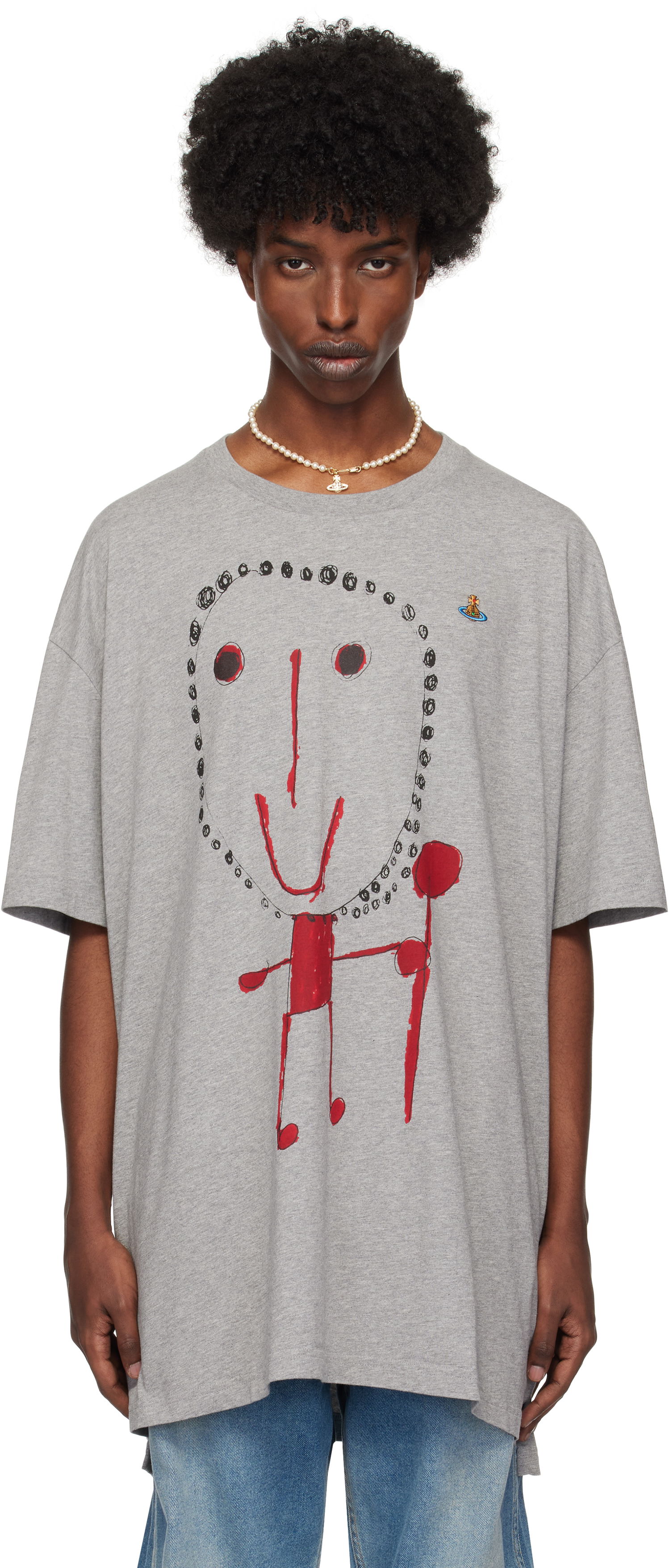 Tričko Vivienne Westwood Oversized Print T-Shirt Šedá | 3G01002H-J001M-, 0