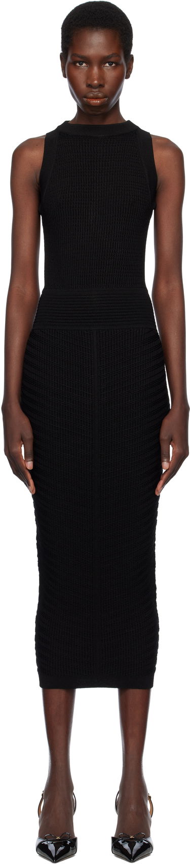 Šaty Balmain Balmain Open Back Knit Midi Dress Čierna | EF0RI055KI42, 0