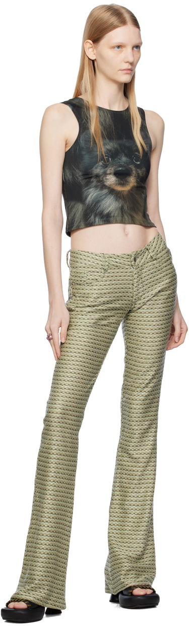Nohavice Collina Strada Collina Strada Checked Flare Trousers Zelené | XX6012, 3