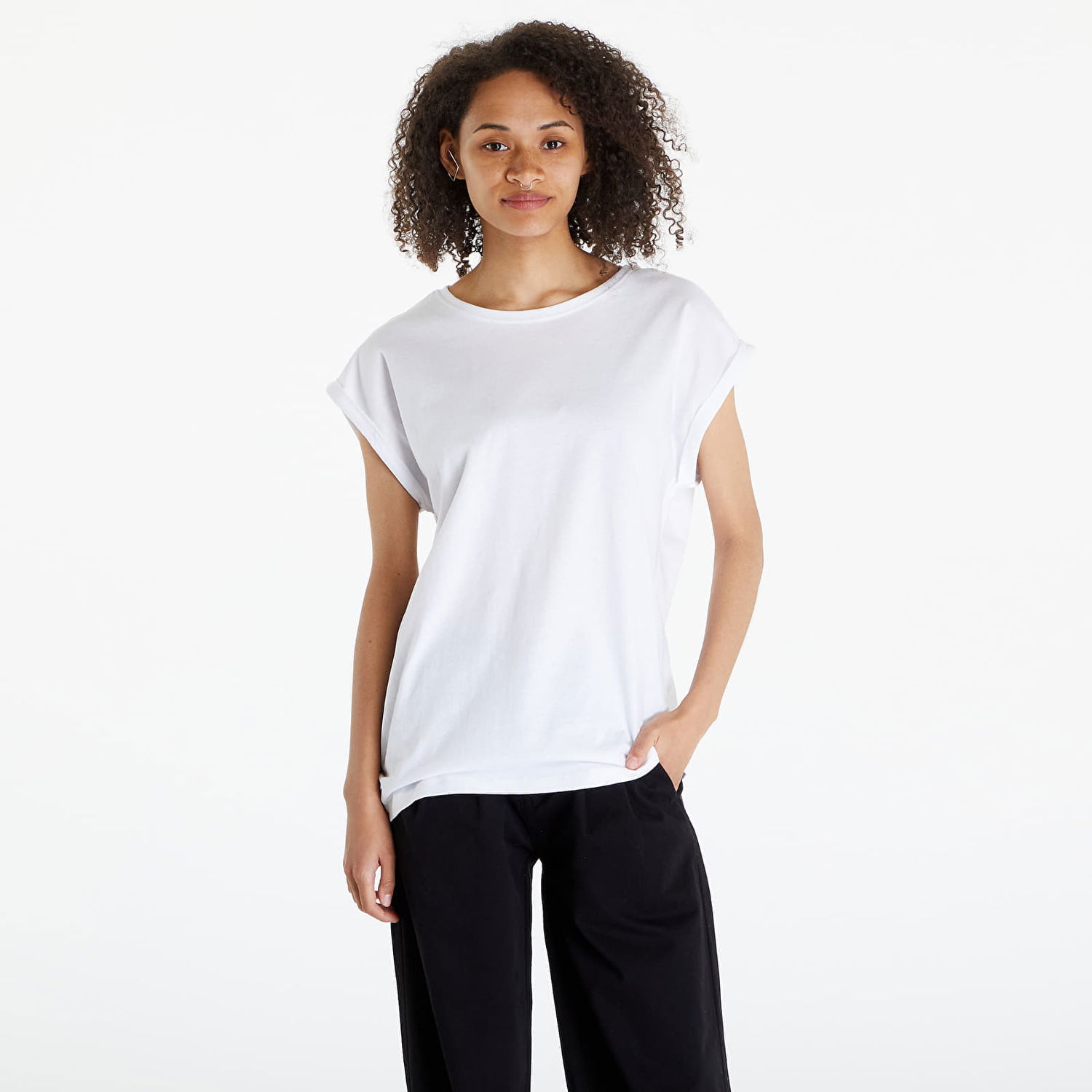 Tričko Urban Classics Ladies Extended Shoulder Tee 2-Pack Black/ White Biela | TB771A-00826, 0