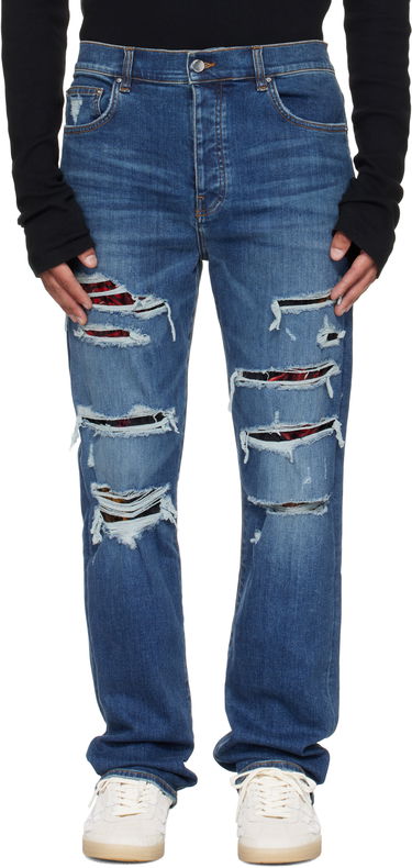 Džínsy AMIRI AMIRI Slim Thrasher Jeans with Floral Velvet Modrá | AMDNSM1022, 0
