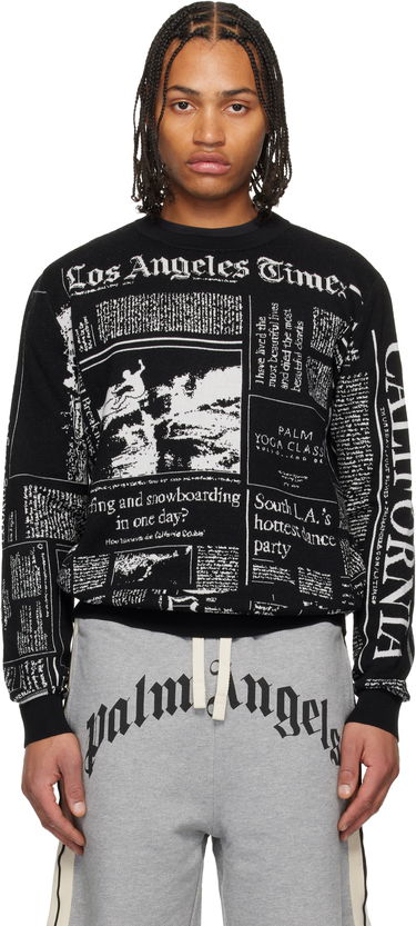 Sveter Palm Angels LA Times Edition Newspaper Print Sweater Čierna | PMHE058F25KNI0011005, 0