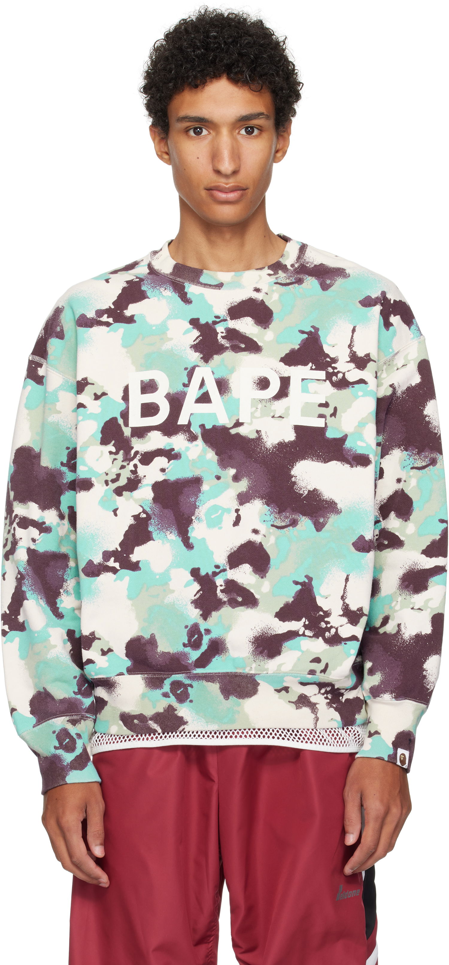 Mikina BAPE A Bathing Ape Map Camo Crewneck Sweatshirt Rôznofarebný | 001SWL301001M, 0