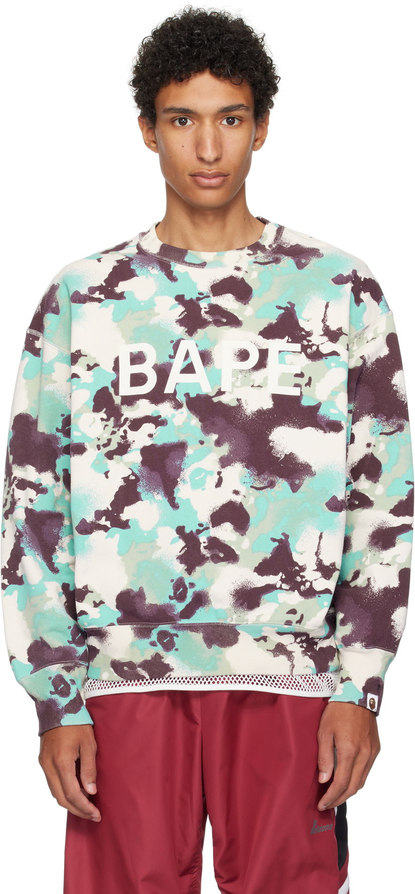 Mikina BAPE A Bathing Ape Map Camo Crewneck Sweatshirt Rôznofarebný | 001SWL301001M