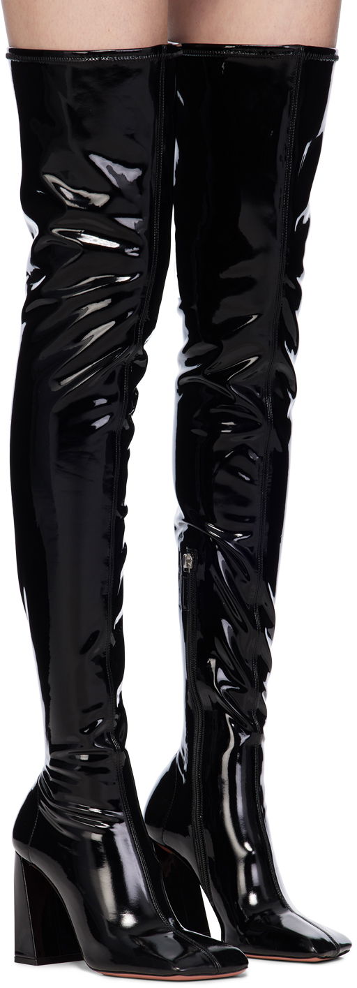 Amina Muaddi Marine Stretch Thigh-High Boots