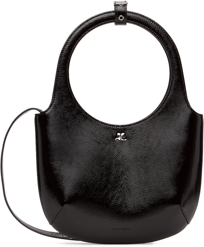 Taška cez rameno Courrèges Courrèges Holy Naplack Leather Shoulder Bag Čierna | 325GSA102CR0043
