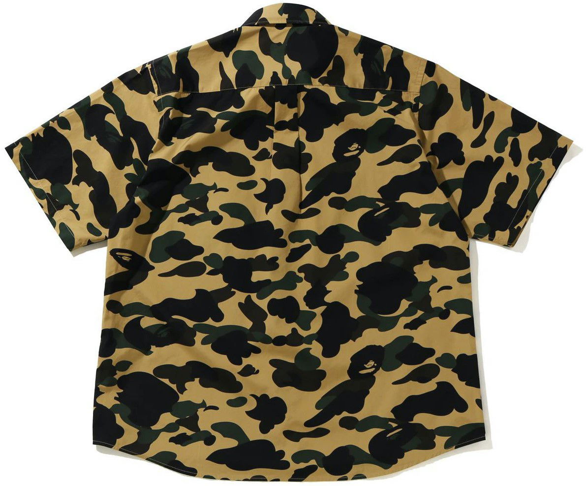 Bape Short Sleeve Button Down 1st Camo Shirt Yellow