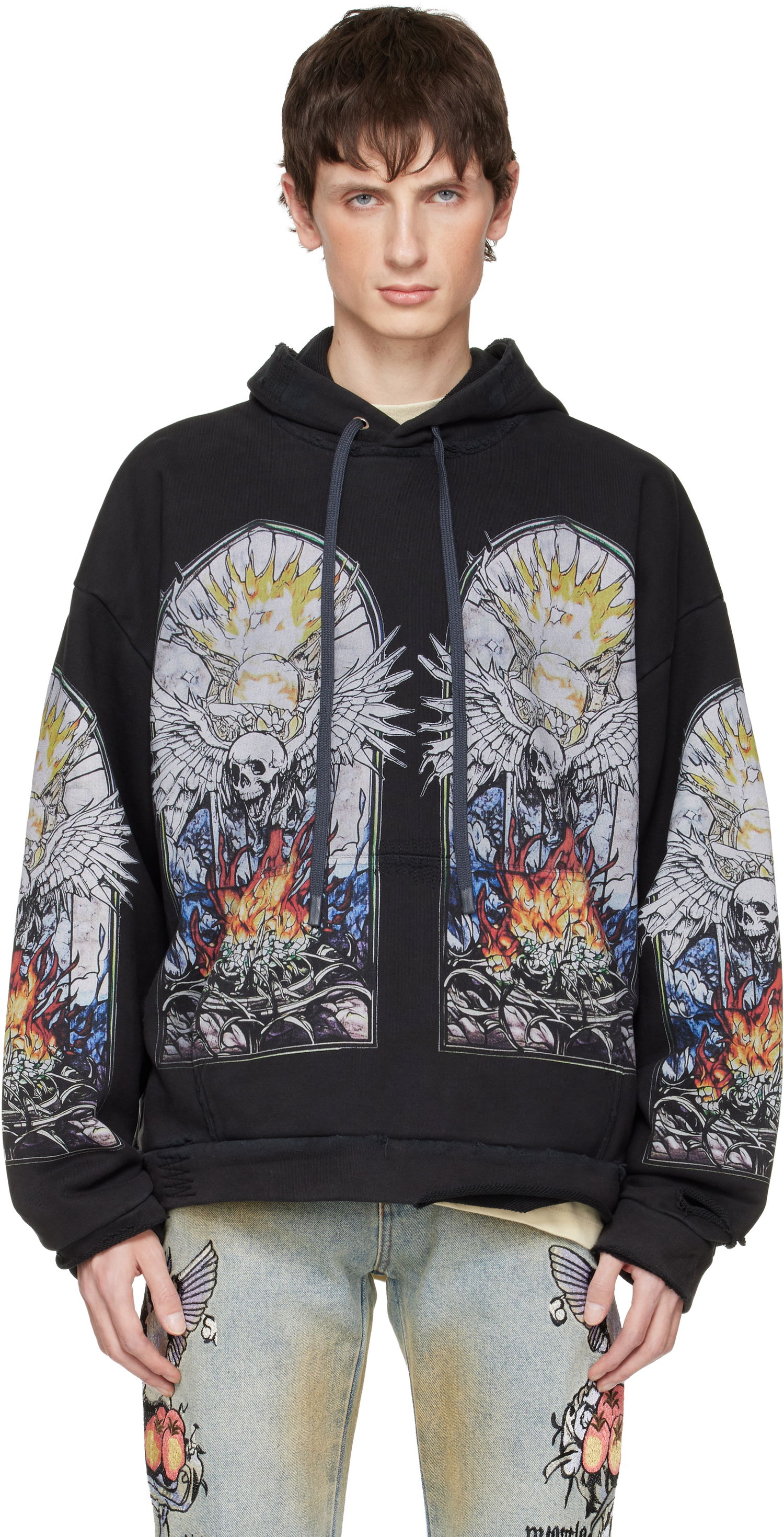 Mikina Who Decides War Who Decides War Distressed Stained Glass Skull Hoodie Rôznofarebný | 1110570002FW25, 0