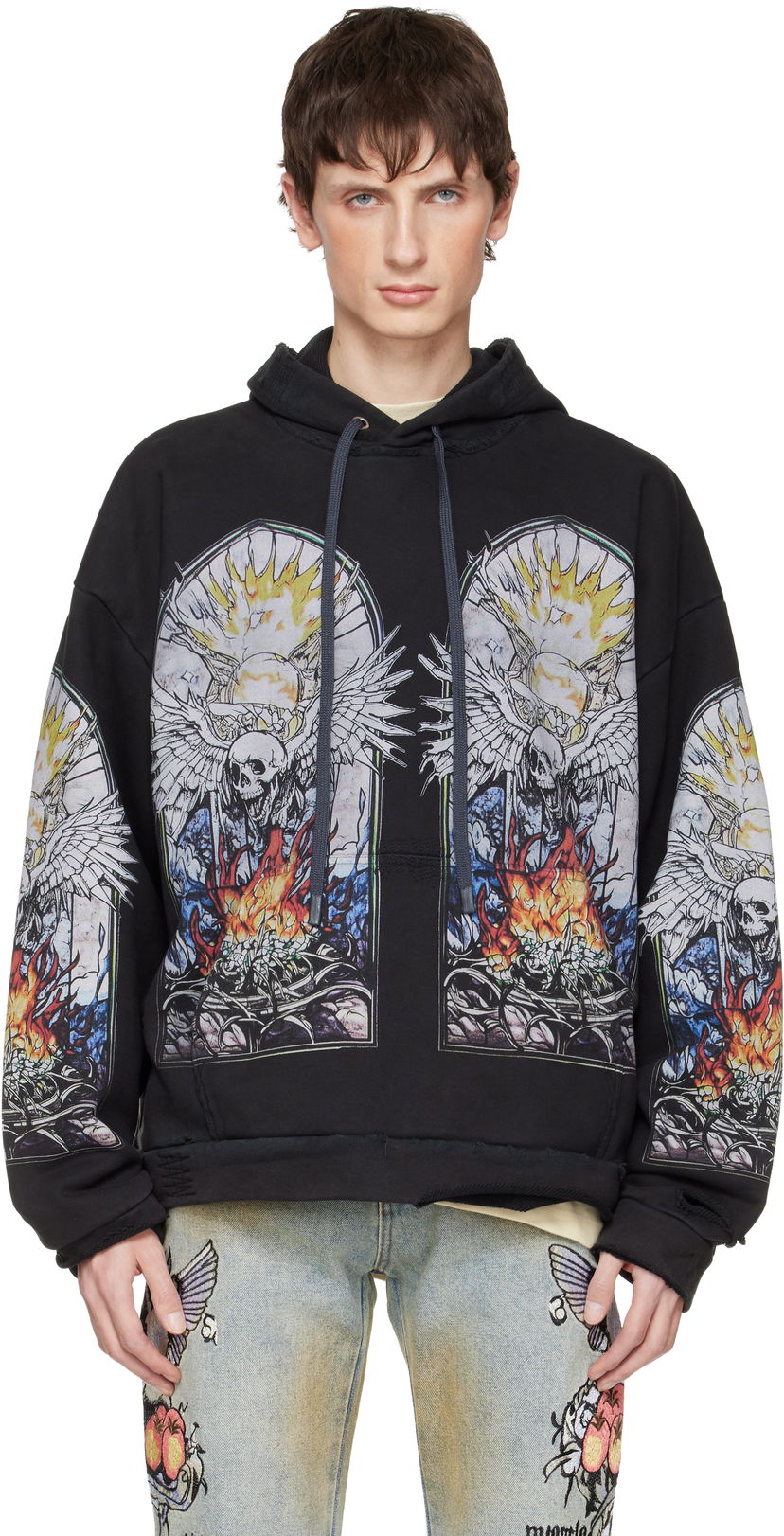 Mikina Who Decides War Who Decides War Distressed Stained Glass Skull Hoodie Rôznofarebný | 1110570002FW25