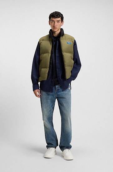 Košeľa BOSS Oversized-fit denim-look structured ripstop shirt Navy | 50549582, 1