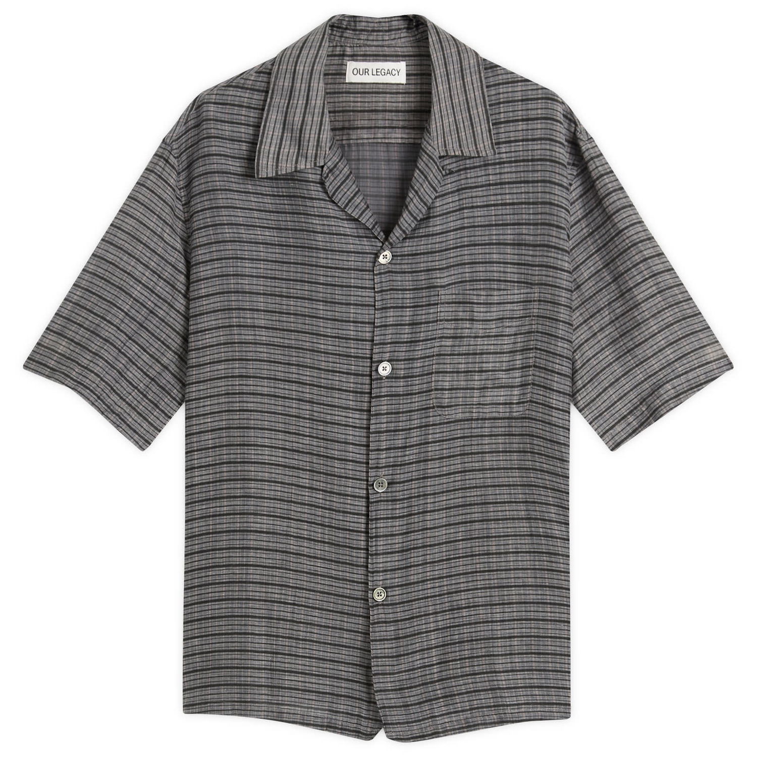 Košeľa OUR LEGACY Our Legacy Heusen Short Sleeve Shirt, Picnic Check Šedá | M2252HP, 1