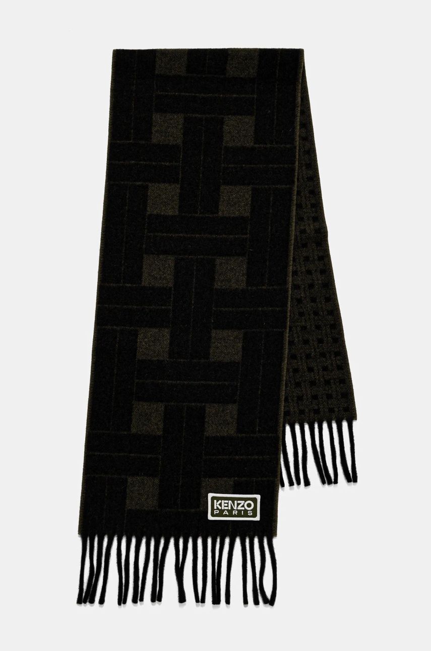 Šál KENZO Reversible Wool Scarf with Geometric Pattern Čierna | FE68EU014JEC.51, 1