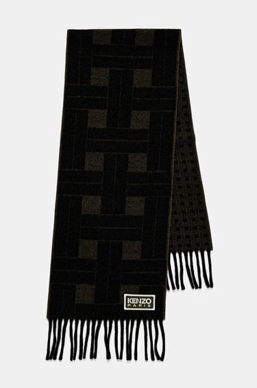 Šál KENZO Reversible Wool Scarf with Geometric Pattern Čierna | FE68EU014JEC.51, 1