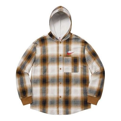Košeľa Supreme Nike x  Plaid Hooded Shirt Hnedá | SUP-FW18-519