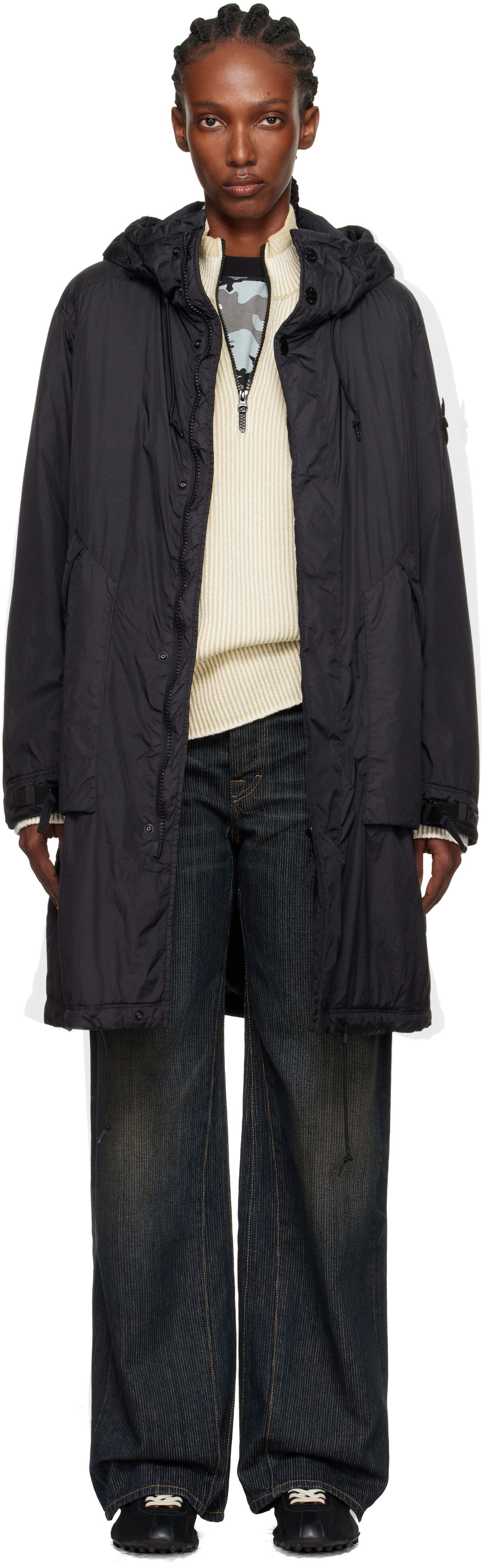 Kabáty Stone Island Crinkled Reps NY Coat Čierna | K2S15 7100003 S0A23, 0