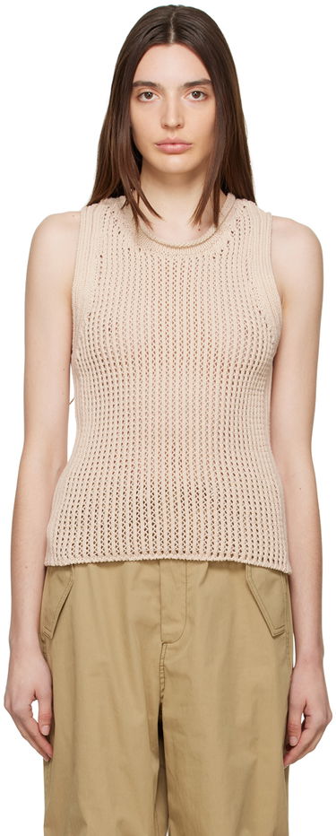 Tielko Dion Lee Sleeveless Grid Knit Top Béžová | C7167R23, 0