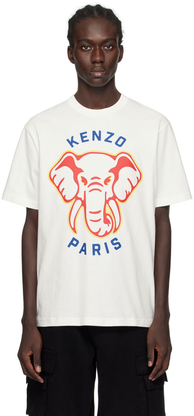 Tričko KENZO Paris Elephant Varsity Jungle T-Shirt Biela | FE55TS1894SG, 0