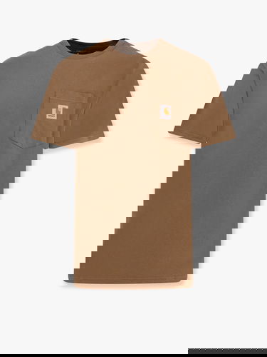 Tričko Carhartt WIP Brown Cotton T-Shirt With Chest Pocket Hnedá | I0304342LTXX, 0