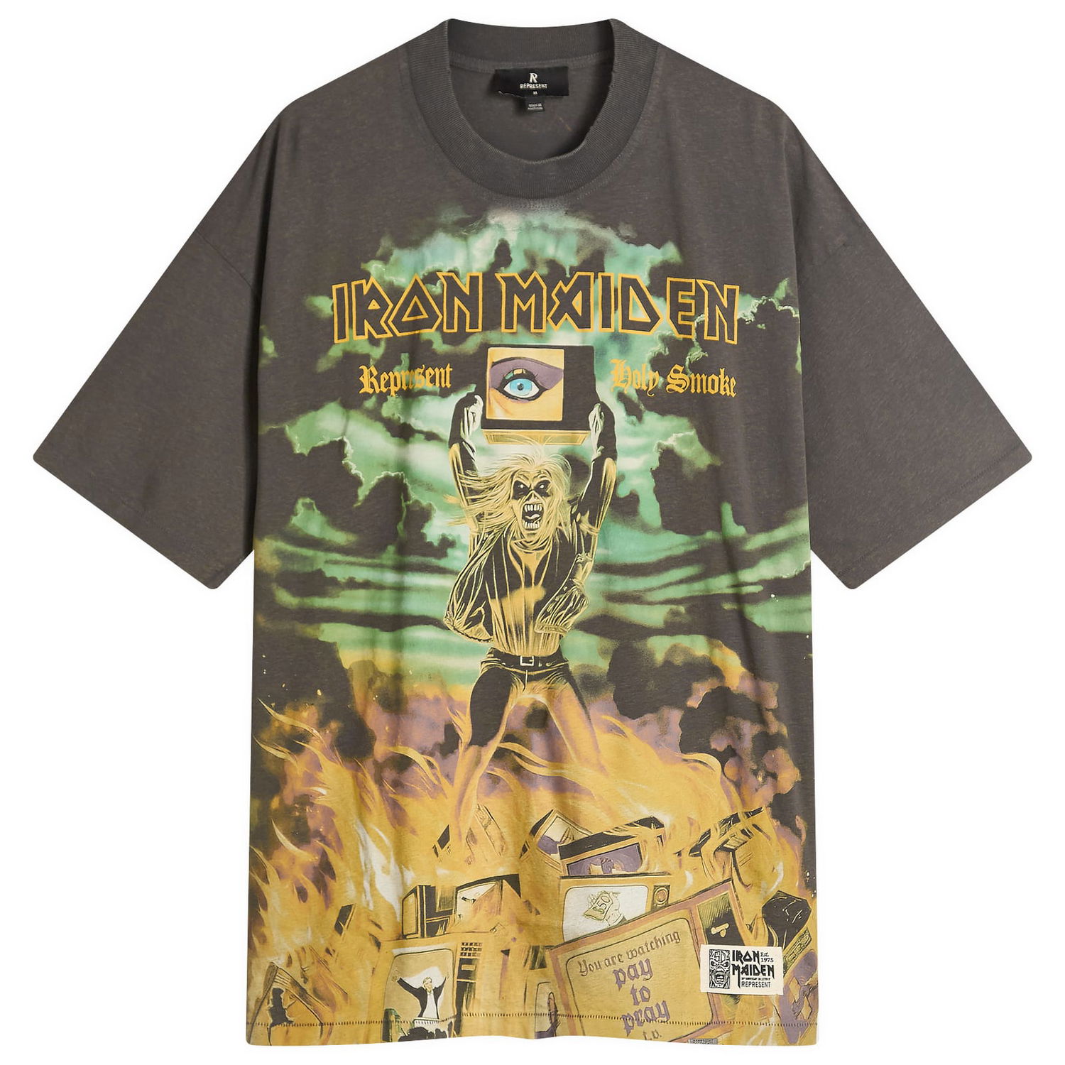Tričko Represent Clo Iron Maiden Holy Smoke Graphic Tee Šedá | MLM100586-46, 1