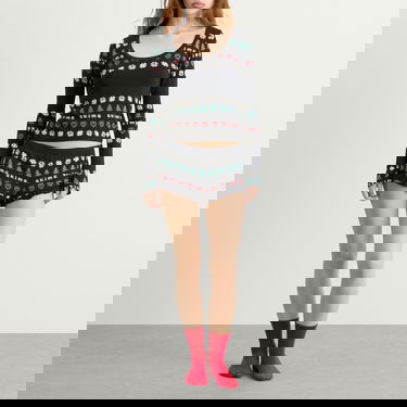 Pyžamo SKIMS SKIMS x CPFM Sleep Scoop Neck Top & Short Sleep Set Fairisle Čierna | ST-SET-10920W-OPF, 2