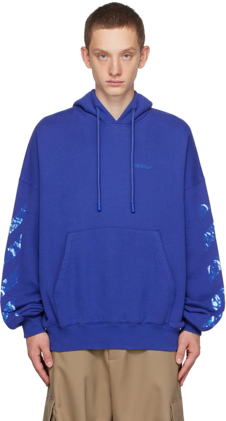 Mikina Off-White Over Hoodie Modrá | OMBB118F23FLE0066969, 0