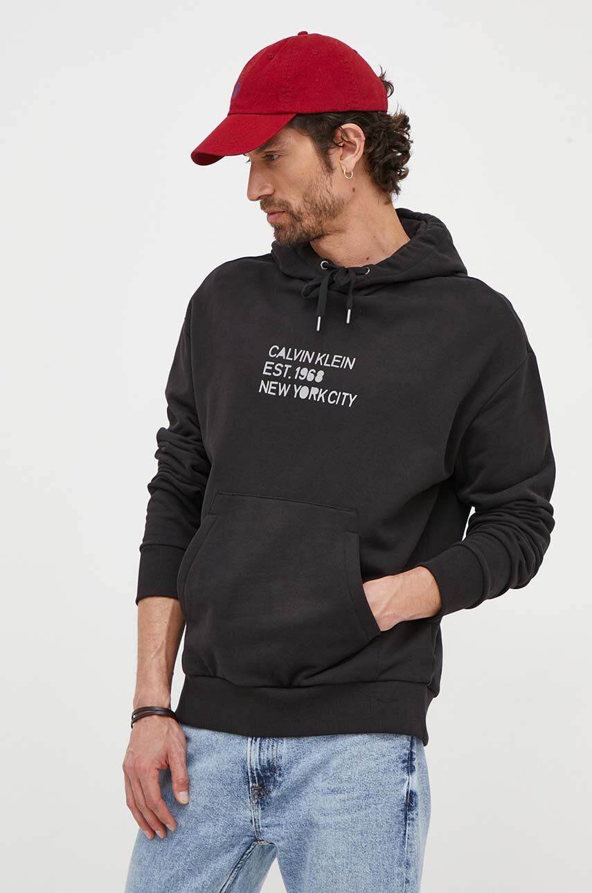 Mikina CALVIN KLEIN Contrast Line Logo Hoodie Čierna | K10K111522, 0
