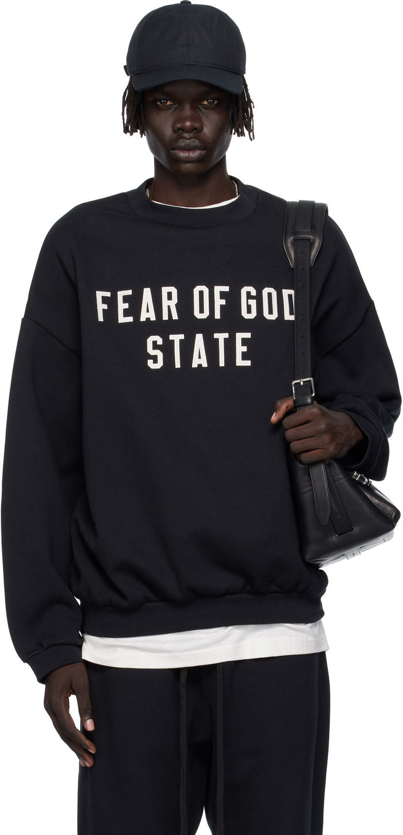 Mikina Fear of God 90s Fit Fleece Crewneck Sweatshirt with FEAR OF GOD STATE Embroidery Čierna | 192SP256550F