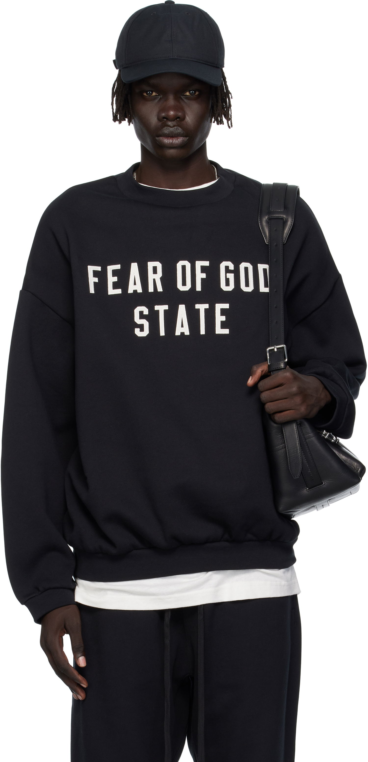 Mikina Fear of God 90s Fit Fleece Crewneck Sweatshirt with FEAR OF GOD STATE Embroidery Čierna | 192SP256550F, 0
