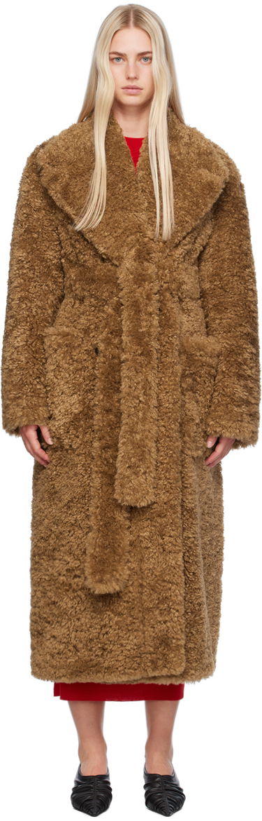 Kabáty Stella McCartney Stella McCartney Belted Plush Teddy Faux-Shearling Coat Hnedá | 6600883EU901, 0