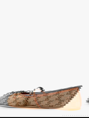 Tenisky a topánky Gucci Brown Canvas Ballerinas with Metal Ornament Hnedá | 814321FAD6C9745, 2