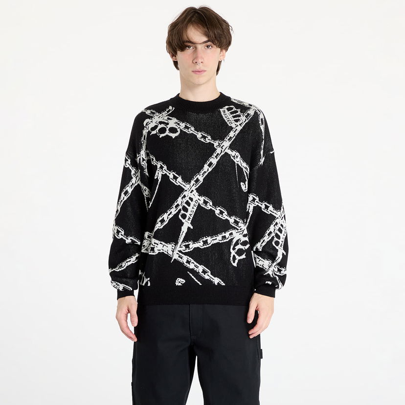 Sveter Wasted Paris Sweater Knuckles Sweater Black/ White L Čierna | WP_000220