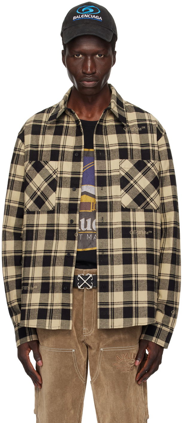 Košeľa Off-White Beige & Black Check Shirt Béžová | OMGE030C99FAB0011900, 0