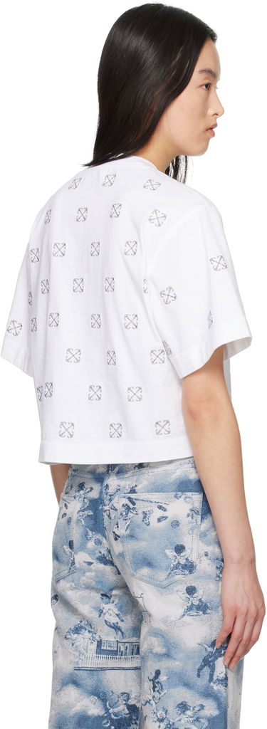 Crop Top Off-White Off-White Little Arrows Lurex Crop T-Shirt Biela | OWAA090S25JER0040172, 2