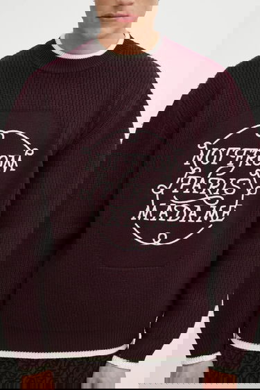 Sveter Drôle de Monsieur Slogan Ribbed Sweater Vínová | I.PO184.WO007, 3