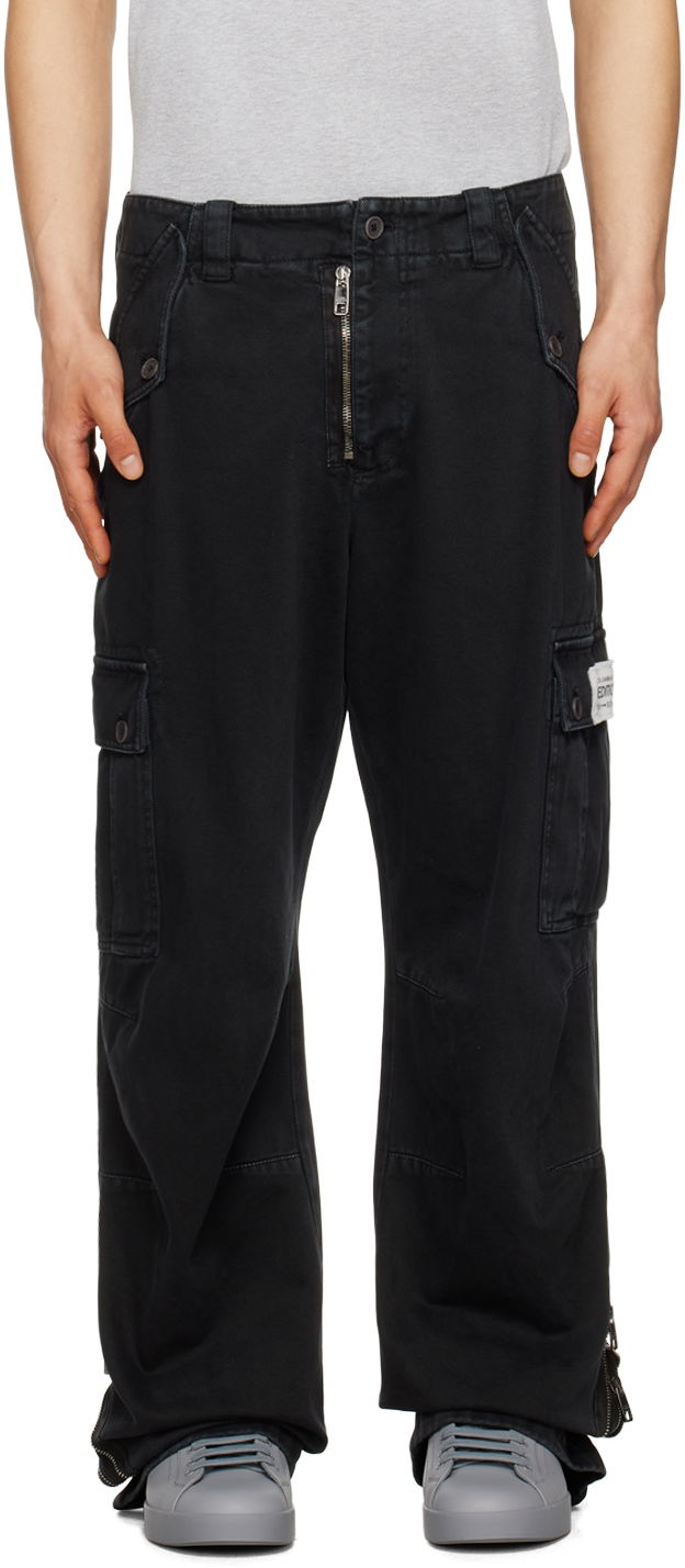 Black Faded Cargo Pants