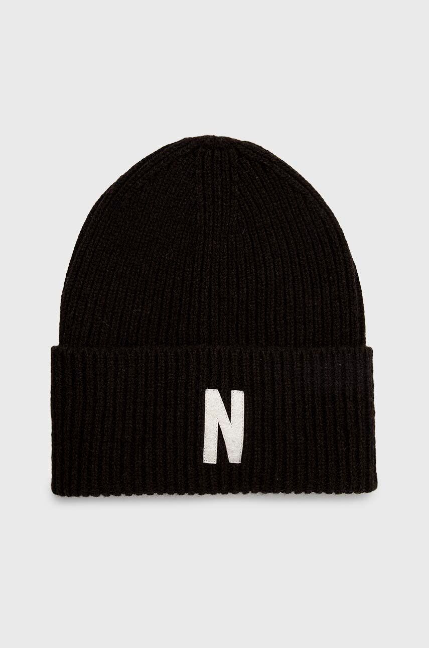 Kulicha NORSE PROJECTS Merino Lambswool Rib N Logo Beanie Hnedá | N95.0953.1037, 0