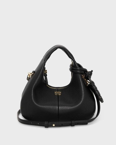 Kabelka GANNI Grained Leather Mini Hobo Bag Čierna | A6976-099, 0